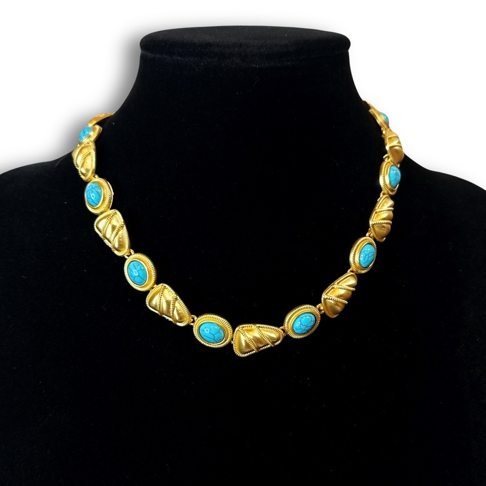 NWT | LUXURY COLLAR | Turquoise & Gold Elegant Spanish Designed Necklace